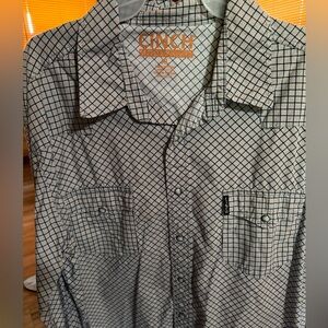 Cinch Men's Checkered Button Down Shirt Snap buttons long sleeves